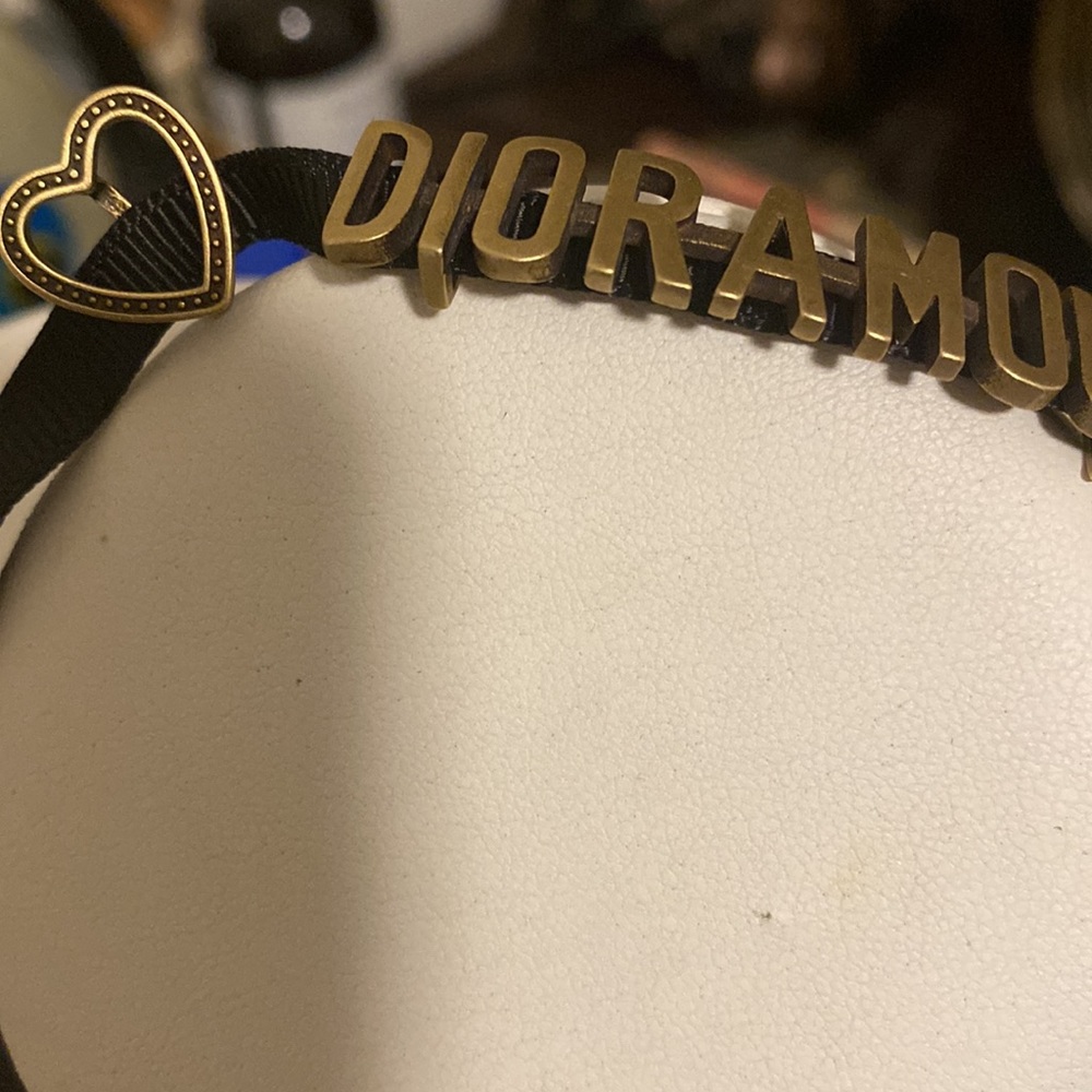 Christian Dior Authentic (Dior A Mour) ribbon gold tone adjustable choker
